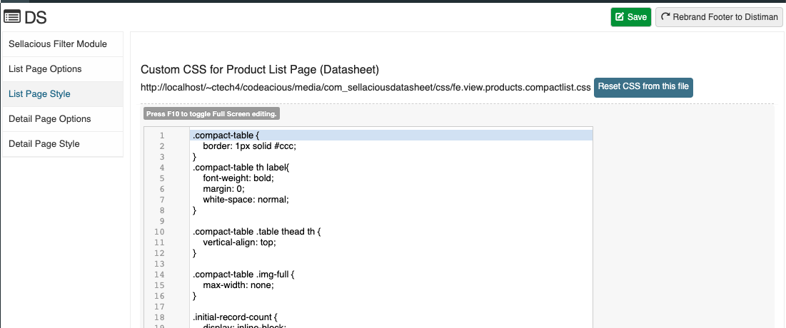 List page Style